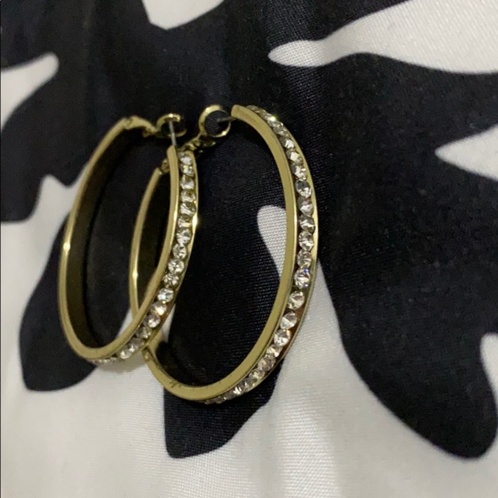 Cute Gold hoops with rhinestones